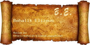 Behalik Elizeus névjegykártya